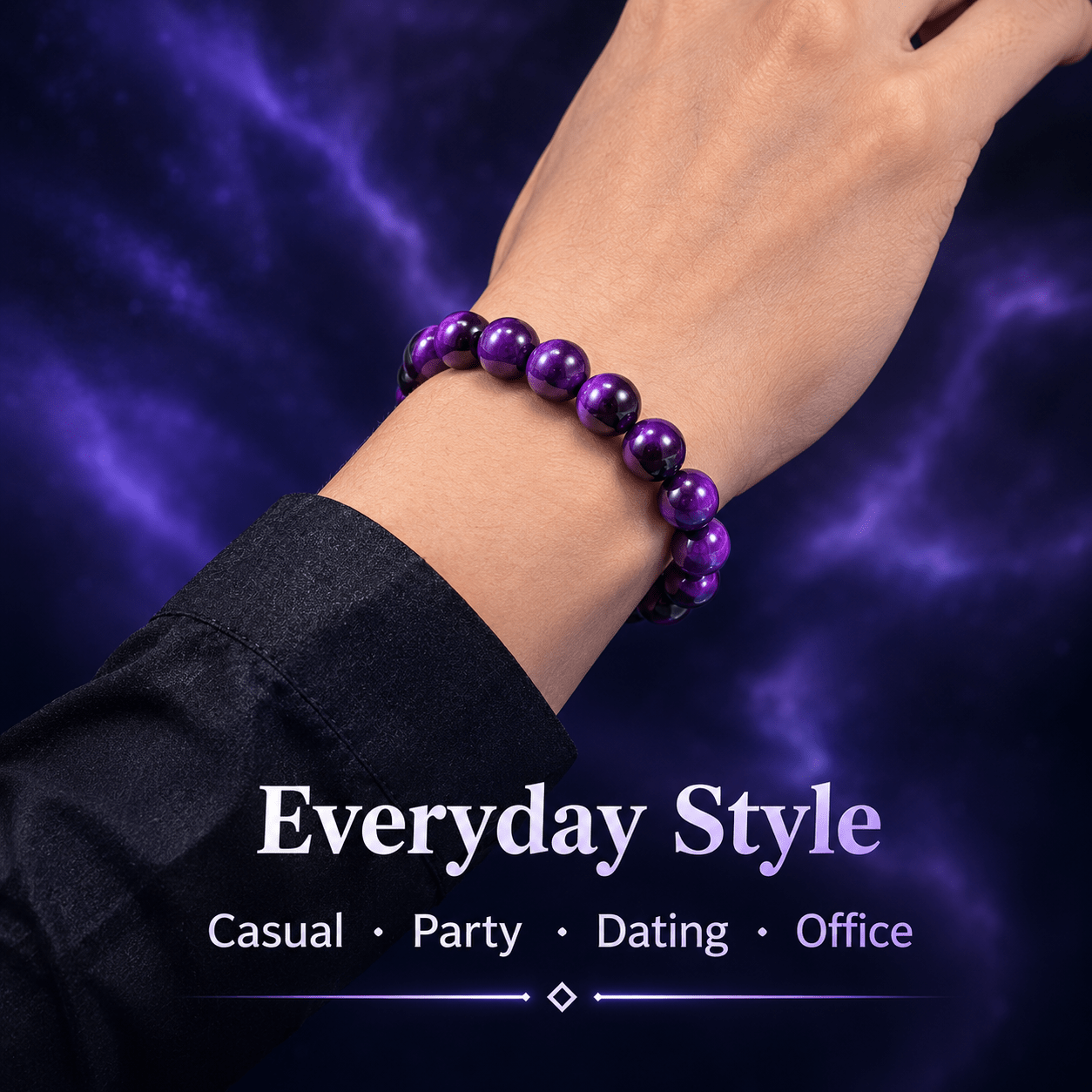 6pcs Fashion Purple Tiger Eye Bracelet Set